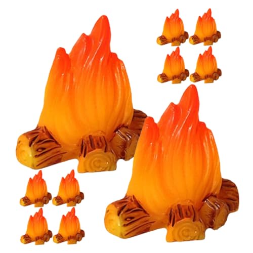 VICASKY 12st Mikro-landschaftsverzierung Im Freien Kamin Winziges Outdoor- Szene Miniatur-Dinge Feuerstelle Puppenhaus Künstliches Moos Miniaturfiguren Orange Harz von VICASKY