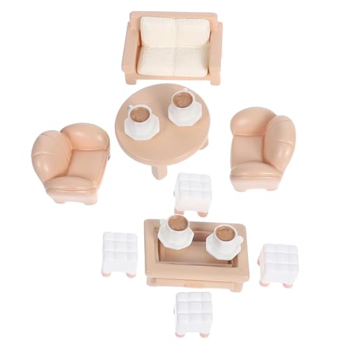 VICASKY 13stücke Miniaturmöbelset Für Puppenhaus Mit Sofa Und Stühlen Couchtisch Und Runder Tisch Kleines Wohnzimmer Und Schlafzimmer-Set Modellspielzeug Für Junge Mädchen Und von VICASKY