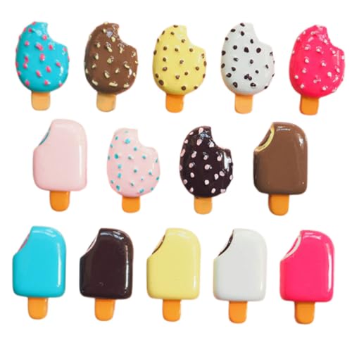 VICASKY 14 Stück Kawaii Resin Eiscreme Charms für DIY Handyhüllen Realistische Dessert Accessoires für Partys und Bastelprojekte von VICASKY