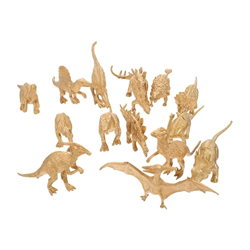 VICASKY 14st Goldenes Dinosauriermodell Dinosaurier-partydekorationen Mini-tierfiguren Dinosaurier-babyparty Dino-cupcake-topper Dinosaurier-kuchendeckel Pappbecher Kind Plastik Requisiten von VICASKY