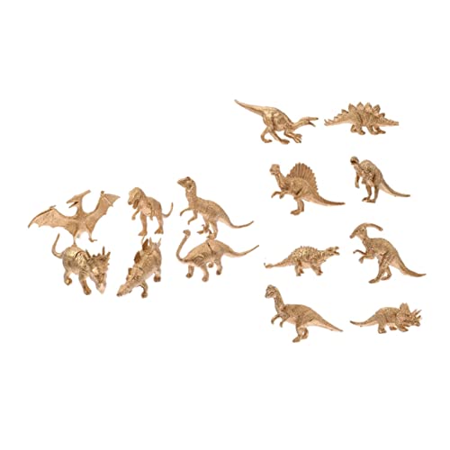 VICASKY 14st Goldenes Dinosauriermodell Schreibtischdekoration Badewanne Spielzeug Miniaturfiguren Dinosaurier-Puzzle Winzige Figuren Mini-Figur Badewanne Dekor Plastik Ornamente Tier Kind von VICASKY