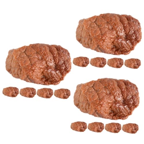 VICASKY 15 STK Beef-Nugget-Modell tatsächl praktisches Requisite für gefälschtes Fleisch in der Küche Kunststoff-Fleisch schmecken künstliches Fleisch Essen Spielen Spielzeug Fleischimitat von VICASKY