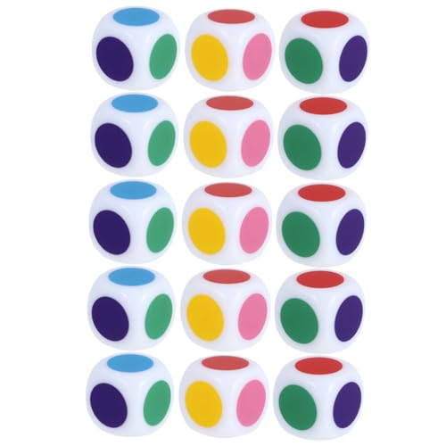 VICASKY 15 Stück Farbig Bedruckte Würfel interaktive Farbwürfel Würfelzählen für die Schule Lernen Würfel pädagogische Lernwürfel lehren Würfeln Würfel zählen Acryl Colorful von VICASKY