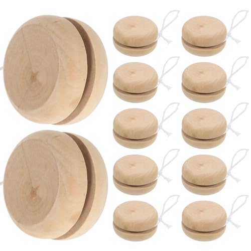 VICASKY 15 Stück Jo-jo-bälle aus Holz für Kinder, Unfertiges Jo-jo-Spielzeug zum Selbermachen Und Bemalen, Hellbraun, 4,5 X 4,5 X 2,5 cm, Kreatives Bastelspielzeug für Kunstprojekte Und zum Spielen von VICASKY