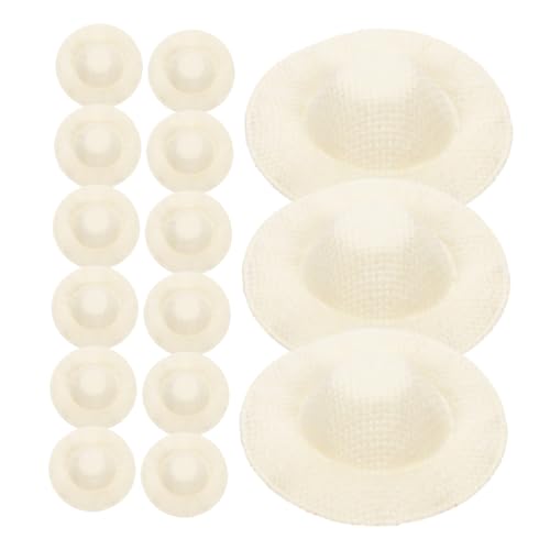 VICASKY 15 Stück Teiliges Miniatur Strohhüte für DIY Basteln Kleine Gewebte Puppenhüte Dekorative Mini Hüte für Puppenhäuser Leichtes Zubehör für Handwerk und Heimdekoration von VICASKY