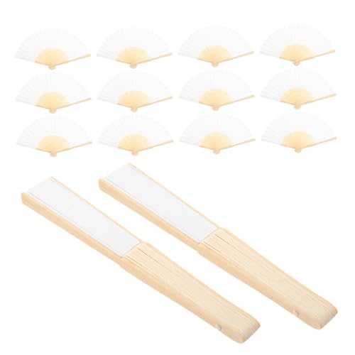 VICASKY 15 Stück Teiliges Weiße Faltbare Handfächer aus und Papier Zusammenklappbar Leicht und Reisefreundlich für DIY Malerei Kalligraphie Hochzeitsdeko und Sommerparty von VICASKY