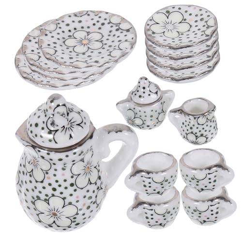VICASKY 15 Teiliges Miniatur Teeservice Set Für Puppenhaus Keramisches Tassen Untertassen Und Sahnekännchen Puppenhaus Zubehör Und Dekoration Für Rollenspiele VICASKY 15 Teiliges Miniatur Teeservice Set Für Puppenhaus Keramisches Tassen Untertassen Und Sahnekännchen Puppenhaus Zubehör Und Dekoration Für Rollenspiele von VICASKY