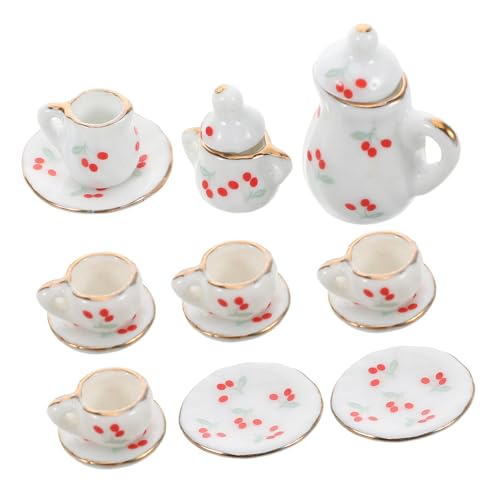 VICASKY Puppenhaus Mini Tee-Set Porzellan Tassen Platten Miniatur Küche Spielzeug Für Mädchen VICASKY Puppenhaus Mini Tee-Set Porzellan Tassen Platten Miniatur Küche Spielzeug Für Mädchen von VICASKY