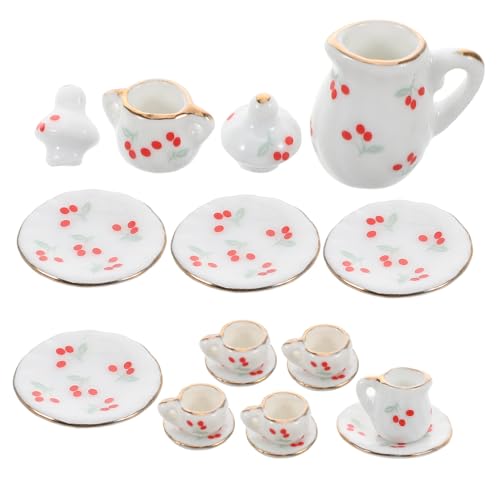VICASKY Realistisches Mini-teeservice Für Puppenhäuser 15-teilig Keramik-teetassen Und Untertassen Für Kinder Spiel-puppenhaus- -Edition von VICASKY
