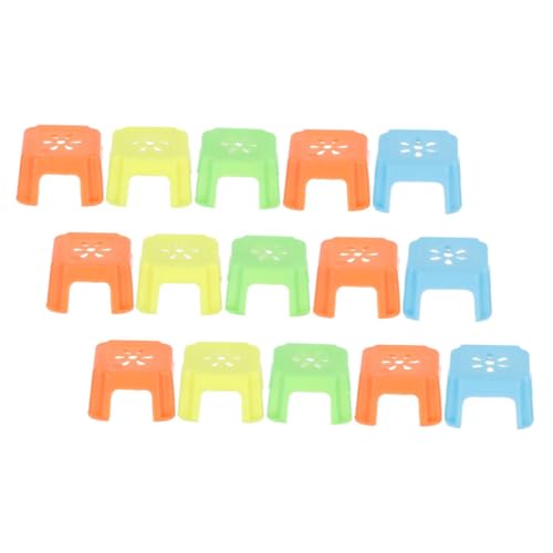VICASKY 15St Mini-Mikrohocker Micro mikrowe Miniaturstuhl-Kollektion mikrolle Puppenhaus-Bausätze Puppenstuben-Esszimmerstühle Kleiner quadratischer Hocker Miniaturen zum Basteln Plastik von VICASKY