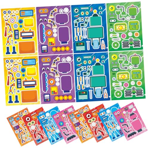 VICASKY Roboter-Aufkleber-Puzzle – 16 Blatt Roboter-aufkleberbuch Aufkleber Für Kinderpartys Lustige Roboter-Aufkleber Für Die Heimdekoration von VICASKY