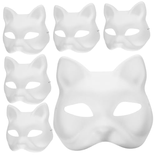 VICASKY 16 Stk Zellstoff-blank-maske Leere Maske Katzenmaske Kostümmaske Cosplay-party Japanische Fuchsmaske Bemalbares Tier Katzengesichtsmaske Halloween Mache Papier Deck Weiß Mann Hase von VICASKY