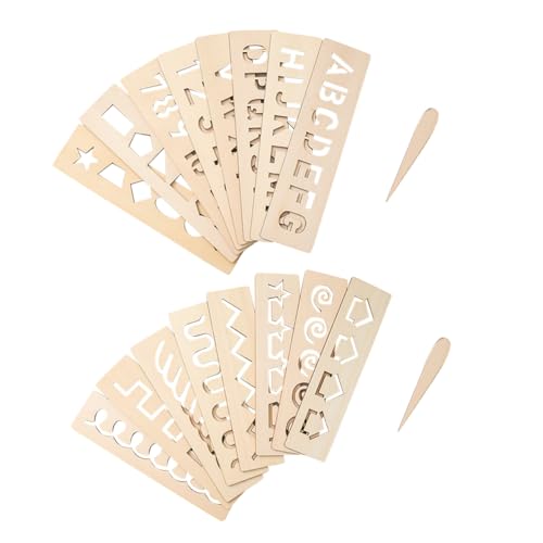 VICASKY 16 Stück Teiliges Lernspielzeug aus Holz für Zeichentafel und Schreibtafel Fördert die Frühzeitige Erkennung Geometrischen Formen für Kreatives und Lernen von VICASKY