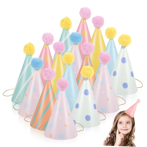 VICASKY 16St Geburtstagshut Kostümzubehör für Geburtstagsfeiern Partyhut-Requisite Kopfschmuck Hut Geburtstagskopfbedeckung Mini-Hut lustige geburtstagsmützen Partyhüte für Frauen Papier von VICASKY