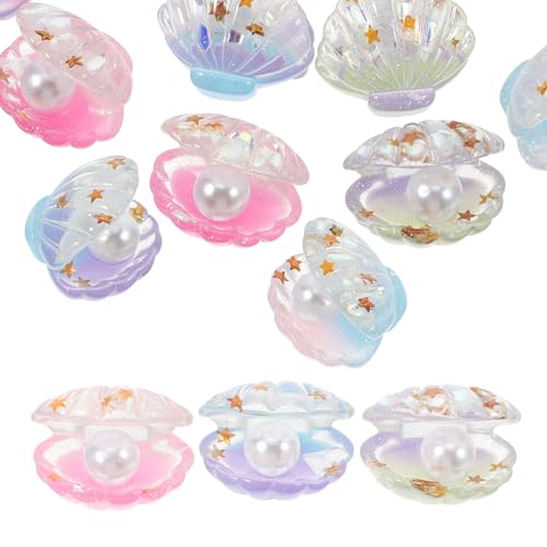 VICASKY 16Stücke Leuchtende Muscheln Mit DIY Dekoration Für Handyhüllen Fluoreszierende Muschelstatue Winzige Harzschalen Zum Basteln Nachtleuchtende Deko Elemente von VICASKY