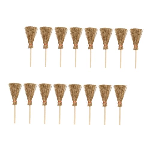 VICASKY 16Stücke Miniatur Puppenhaus Besen Deko Besen für Micro Landschaftsdekor Realistische Mini Ornamente für Puppenhäuser und Hexenpartys Sicher für Kreative von VICASKY