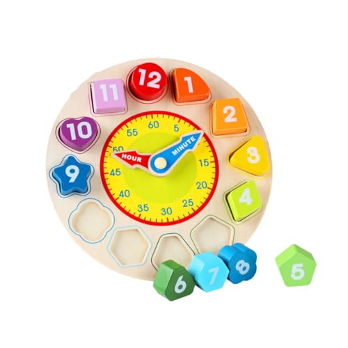 VICASKY Holzuhr-Spielzeug Pädagogisches Kinderspielzeug-Set Geometrische Farbform Lernspielzeug VICASKY Holzuhr-Spielzeug Pädagogisches Kinderspielzeug-Set Geometrische Farbform Lernspielzeug von VICASKY