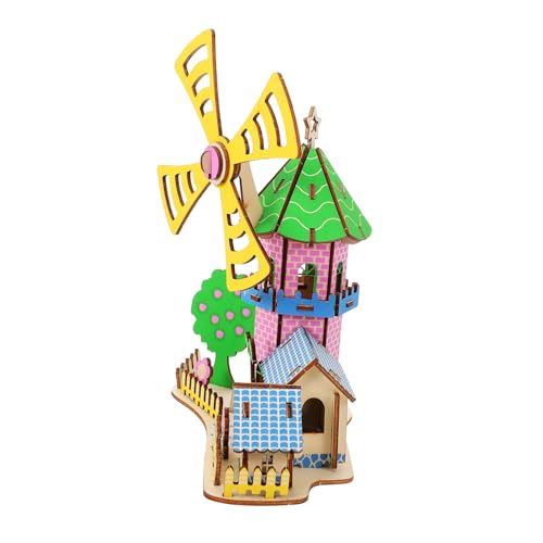 VICASKY 1Satz Holzpuzzle Windmühlenhaus Bausatz aus Stabilem Holzmaterial DIY Montage Modell für und Kreatives für Bastel Fans von VICASKY