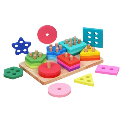 VICASKY 1Satz Holzsortierblöcke für Kleinkinder Bunte Holzstapelspielzeuge Feinmotorik und Formsortierung für Frühes Lernen und Spielspaß VICASKY 1Satz Holzsortierblöcke für Kleinkinder Bunte Holzstapelspielzeuge Feinmotorik und Formsortierung für Frühes Lernen und Spielspaß von VICASKY