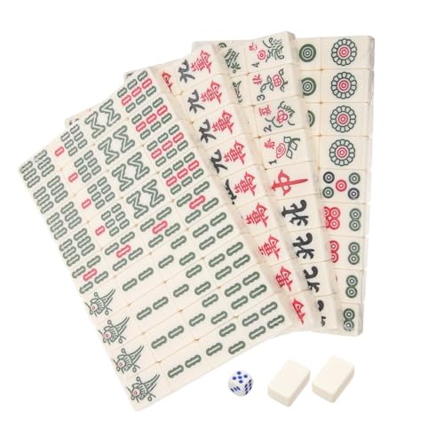 VICASKY 1Satz Mini Mahjong Set Tragbares Mahjong Spiel für Camping Outdoor und Reisen aus Hochwertigem Harz Langlebig und Leicht zu Reinigen Perfektes Spielset für Zuhause und Partys von VICASKY