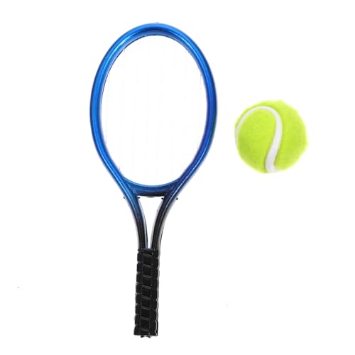 VICASKY 1Satz Mini Tennis Racket für Puppenhaus Dekorative Mini Tennisschläger und Tennis Modell Verarbeitung für Mini Haus Dekoration Sicheres Material Einfache von VICASKY
