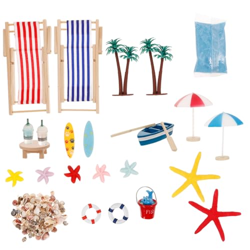 VICASKY 1Satz Miniatur Strand Deko Teiliges Strandstuhl für Puppenhaus Kreative Mikro Landschafts Deko Kinderspielzeug für Strand Themen von VICASKY