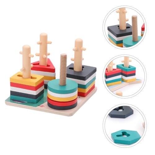 VICASKY 1Set Bauernhof Tier Ärmel Spalte Kognition Bausteine ​​ Pädagogisches Frühes Lernen Intelligenz Entwicklung Bunte Holz von VICASKY