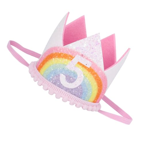 VICASKY 1Stück Regenbogen Geburtstagskrone Stirnband Für Bunte Krone Mit Rüschen Für Kindergeburtstagsfeiern Fotokopfbedeckung Geeignet Für Jahre von VICASKY