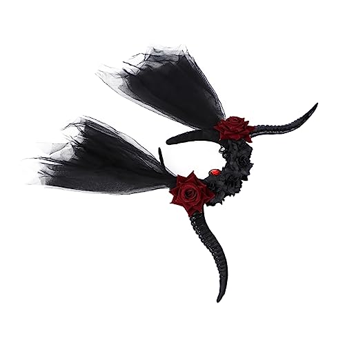 VICASKY 1Stück Teufelshorn Haarreifen Mit Schleier Retro Antilopenhorn Kopfbedeckung Für Steampunk Und Gothic Style Haaraccessoire Für Halloween Partys Und Cosplay Events von VICASKY