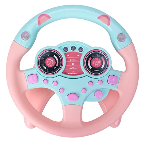 VICASKY 1stk Simulationslenkrad Intelligenzspielzeug Autositzlenkräder Für Kleinkinder Kinderlenkrad Lenkrad Für Lenkung Roboter Schiffsrad Lenkrad Pedale Abs Rosa von VICASKY