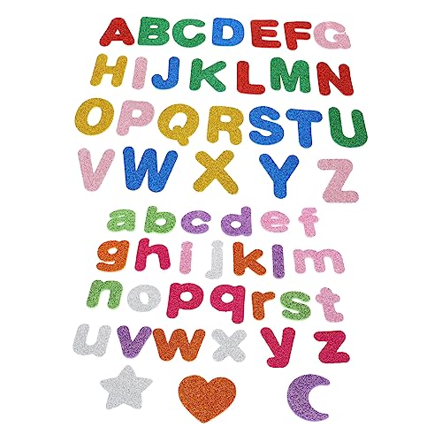 VICASKY 2 Kleinbuchstaben Aufkleber Kinderaufkleber DIY Aufkleber Dekorationsaufkleber Glitzerpulver Aufkleber Alphabet Aufkleber Dekorative Aufkleber Buntes Eva Glitzerpulver von VICASKY