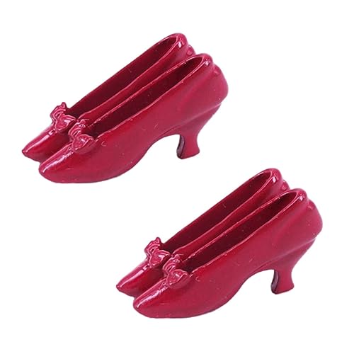 VICASKY 2 Paar Prinzessinnenschuhe Toys mädchen Puppen Puppen Schuhkollektion Puppen High Heels Mini Fashion puppenhaus hohe Schuhe Mini-High-Heels Legierung rot von VICASKY