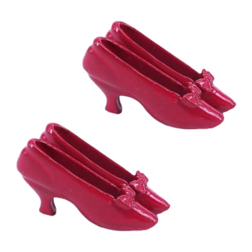 VICASKY Modische High Heels Rot Legierung Material Puppenhaus Zubehör Puppe Ankleideschuhe von VICASKY