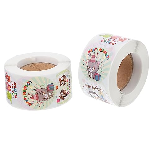 VICASKY 2 Rollen Happy Birthday Aufkleber Selbstklebende Aufkleber Dekoaufkleber Geschenkverpackungsaufkleber Geburtstagsetikettenaufkleber Geschenktütenaufkleber Geburtstagssiegeletikett von VICASKY