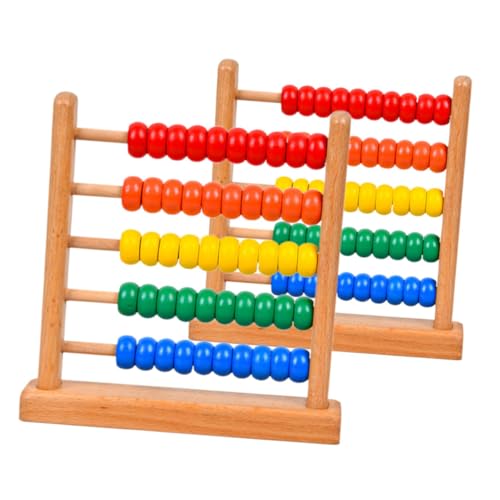 VICASKY Frühpädagogisches Mathematik-zählspielzeug 2 Stück Holz-abakus Für Kinder Vorschul-arithmetik-trainingsspielzeug Bunte Perlen von VICASKY