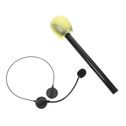 VICASKY 2 STK Promi-Kleid Rock-Mikrofon Retro-Kopfhörer Cosplay-Mikrofon Kostümmikrofon Mikrofon Requisiten Gesang Mikrofon gefälschtes Kopfmikrofon Mikrofon-Headset-Stütze Plastik Golden VICASKY 2 STK Promi-Kleid Rock-Mikrofon Retro-Kopfhörer Cosplay-Mikrofon Kostümmikrofon Mikrofon Requisiten Gesang Mikrofon gefälschtes Kopfmikrofon Mikrofon-Headset-Stütze Plastik Golden von VICASKY
