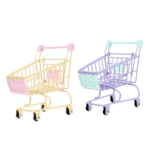 VICASKY 2 STÜCK Metall Mini Einkaufswagen für Dekoratives Zubehör für Spielhäuser von Kreativität und Geschicklichkeit Sicher und Langlebig Farbe Zufällig Zufällige Farbe Zufällige Farbe von VICASKY