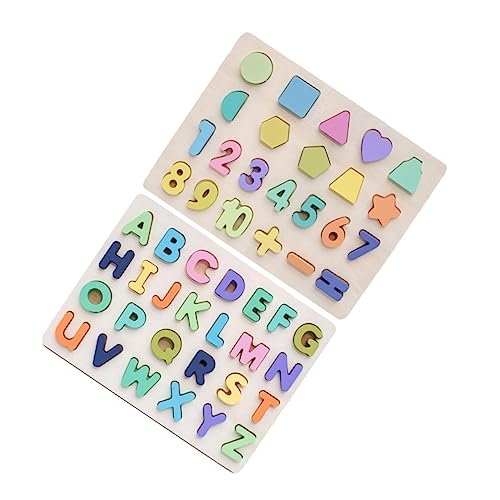 VICASKY 2 Sätze Bausteine ​​für Digitale Buchstaben Puzzlespiel Zählen Kleinkindspielzeug Für Die Frühe Bildung Von Kindern Holz von VICASKY