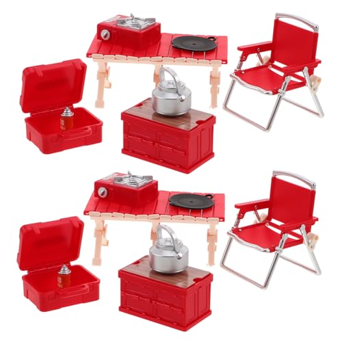 VICASKY 2 Sätze Camping Spielset mit Mini Klappstühlen Picknicktisch und Spielherd Realistische Outdoor Simulation für Kleinkinder Tragbar für Innen und Außenspiel von VICASKY