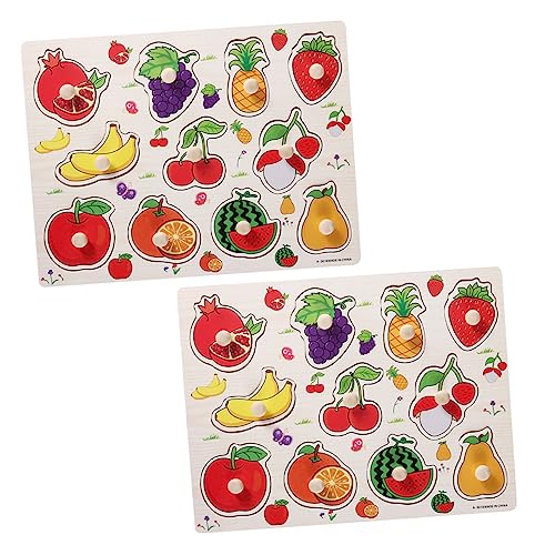 VICASKY 2 Sätze Greifbrett Für Obst Kinderpuzzle Lernspielzeug Obst-Puzzle-Spielzeug Kinderspielzeug Lernspielzeug Für Kinder Puzzle-Brett Spielzeuge Rätsel Hölzern Blöcke Baby Mädchen von VICASKY