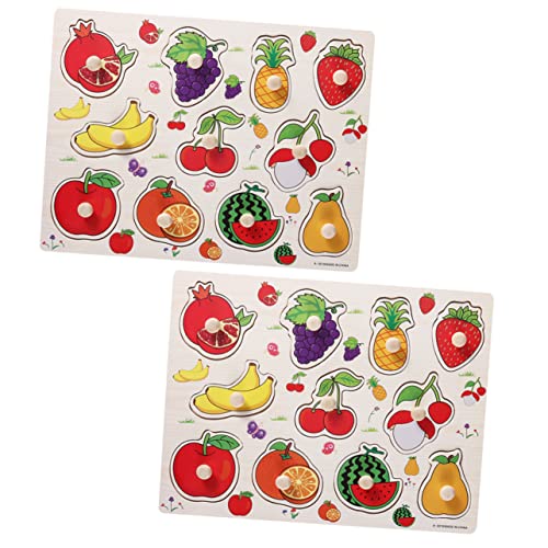 VICASKY 2 Sätze Greifbrett für Obst Puzzle rätselbuch holzpuzzles funnytoys Fun Toy kinderpuzzle Rätsel zum frühen Lernen Kind Puzzle Bildungsrätsel hölzern von VICASKY