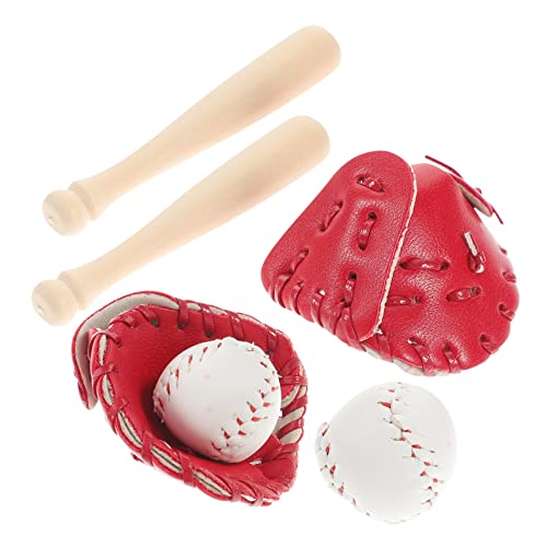 VICASKY 2 Sets Mini-handschuh-baseballschläger-Spielzeug-Set Schlaghandschuhe Für Puppenhaus-sportminiaturen Für Jungen Und Mädchen von VICASKY