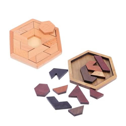 VICASKY 2 Sätze Holzblock Spiel Für Kinderpuzzle Kinderrätsel Rätsel Sechseckiges Holzpuzzle Sechseck-Puzzle Rätsel Hölzern von VICASKY