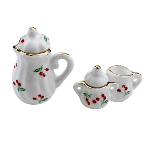 VICASKY 2 Sets Miniatur-wasserkocher – Mini-keramiktopf Aus Kirschholz – Esszimmerset Für Puppenhäuser – Sicher Und Praktisch Für Kinder von VICASKY