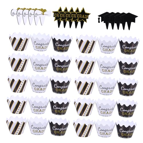 VICASKY 2 Sätze Kuchen Toppers Und Ränder Für Graduierungsfeier Lustige Und Kreative Dekoration Für Geburtstag Und Sicher Der Anwendung Mit Ansprechendem Design 24 Stück * 2 VICASKY 2 Sätze Kuchen Toppers Und Ränder Für Graduierungsfeier Lustige Und Kreative Dekoration Für Geburtstag Und Sicher Der Anwendung Mit Ansprechendem Design 24 Stück * 2 von VICASKY