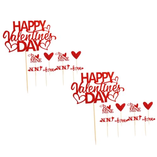 VICASKY 2 Sätze Kucheneinsätze Zum Valentinstag Party Valentinstag Kuchen Dekore Hochzeitstorte Dekoration Kuchendekorationen Cupcake-dekoration Zum Geburtstag Papier Rot 50 Stück * 2 von VICASKY