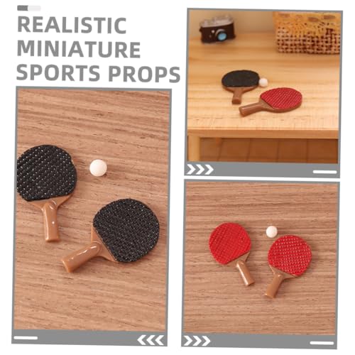 VICASKY 2 Sätze Miniatur Tischtennis Modell Set Teilig mit Schlägern und Ball Puppenhaus Zubehör für Kreative DIY Dekoration Interaktives für Eltern Junge Mädchen Bastelset von VICASKY