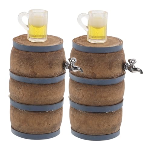 VICASKY 2 Sätze Miniatur Weinfass und Trinkbecher Detailgetreue Holzfass Figurine mit Mini Trinkbechern Puppenhaus Bar Dekoration für DIY Basteln und Miniatur Landschaft von VICASKY
