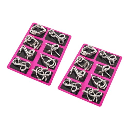 VICASKY 2 Sätze Neun Serien für Ring ineinandergreifendes Puzzle kinderspielzeug IQ-Rätsel aus Metalldraht Puzzles aus Metalldraht Rostfreier Stahl rot von VICASKY