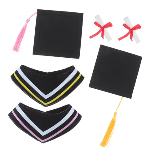 VICASKY 2 Sätze Plüsch Bär Abschlusskostüm mit Mütze und Kragen Weiches Austauschbares Outfit für Abschlussfeier Deko Charmante Kleidung für Stofftiere Abschluss Accessoires von VICASKY